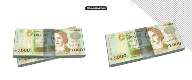 PSD rendu 3d isolé de l'argent de la monnaie uruguayenne