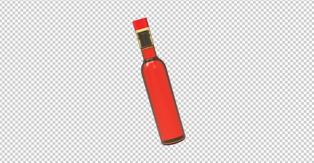 Rendu 3D isolé d'une bouteille de verre