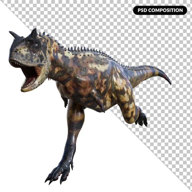 PSD rendu 3d isolé de dinosaure carnotaurus