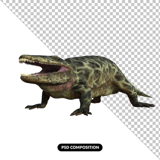 PSD rendu 3d isolé de dinosaure eryops