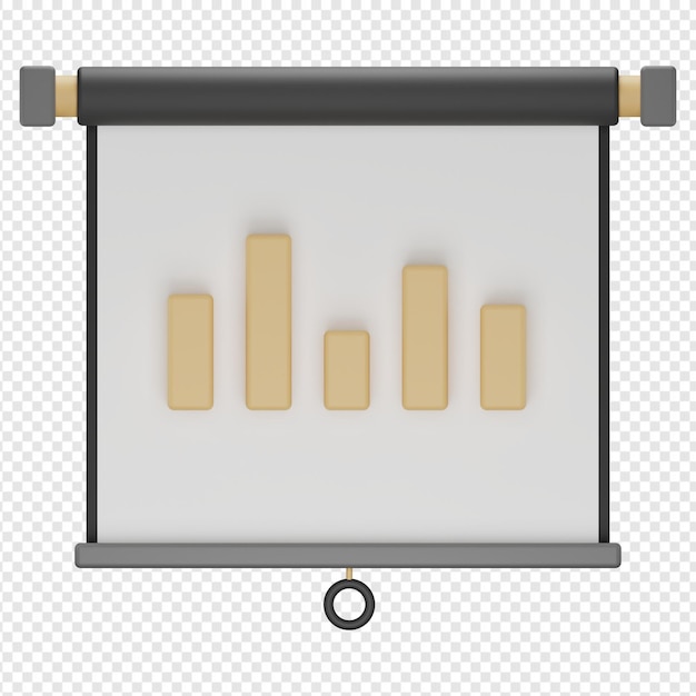 PSD rendu 3d isolé du graphique dans l'icône du projecteur d'écran psd