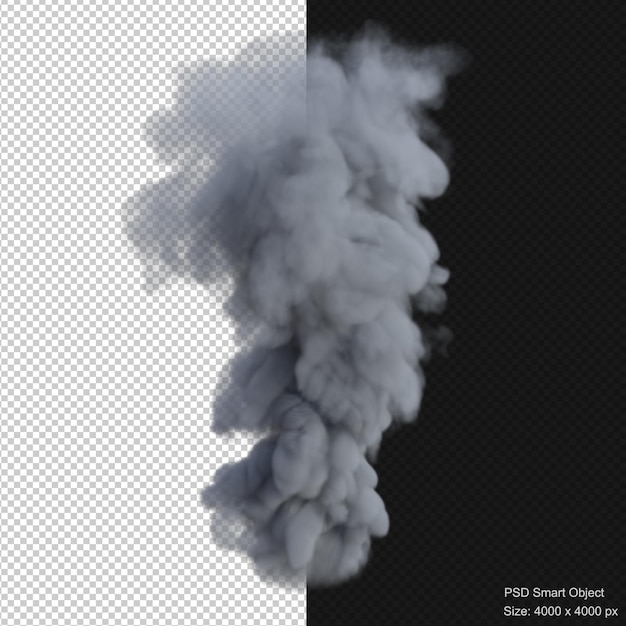 Rendu 3d isolé d'explosion de fumée