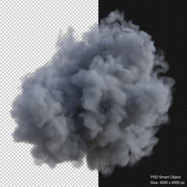 Rendu 3d isolé d'explosion de fumée