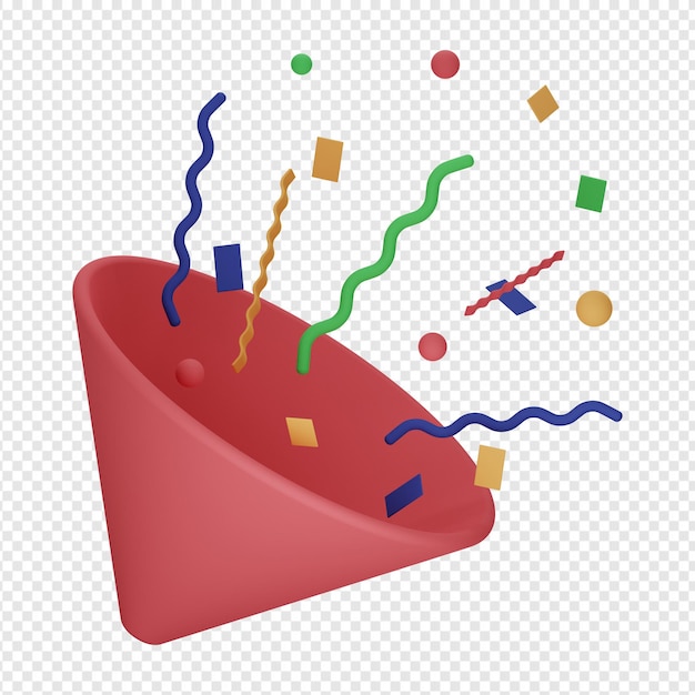 PSD rendu 3d isolé de l'icône de confettis psd