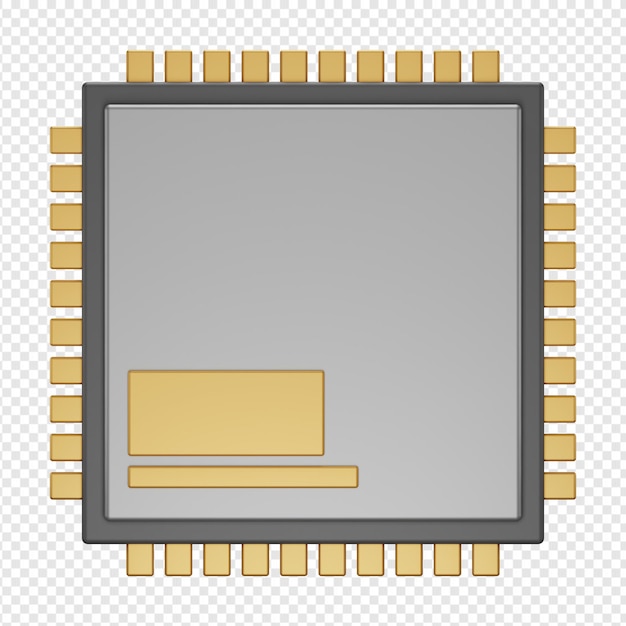 PSD rendu 3d isolé de l'icône du processeur psd