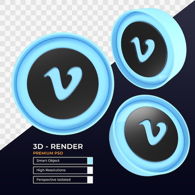 Rendu 3d Isolé De La Perspective De L'icône De Vimeo