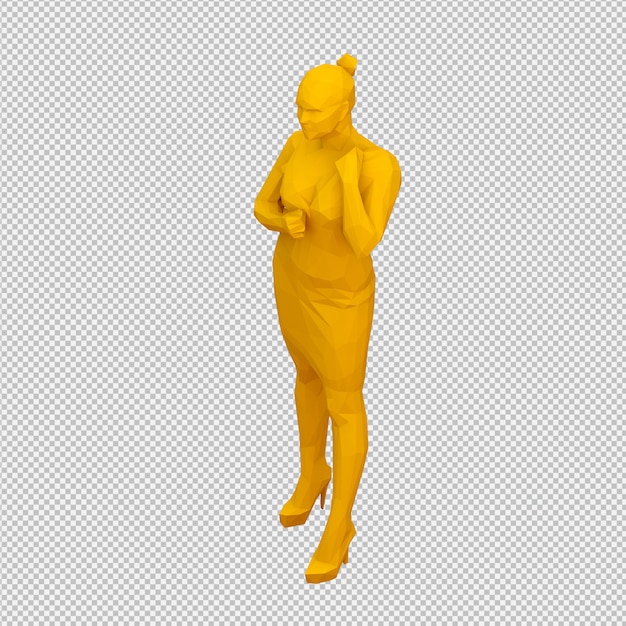 PSD rendu 3d isométrique de femme