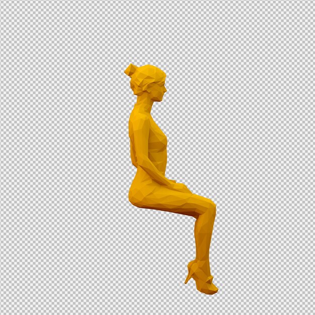 PSD rendu 3d isométrique de femme