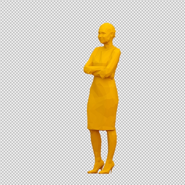 PSD rendu 3d isométrique de femme