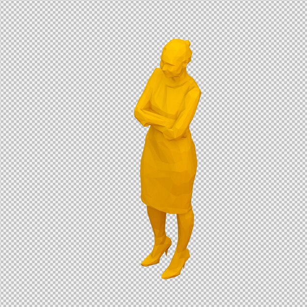 PSD rendu 3d isométrique de femme