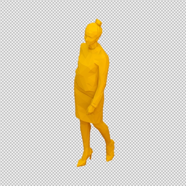 PSD rendu 3d isométrique de femme