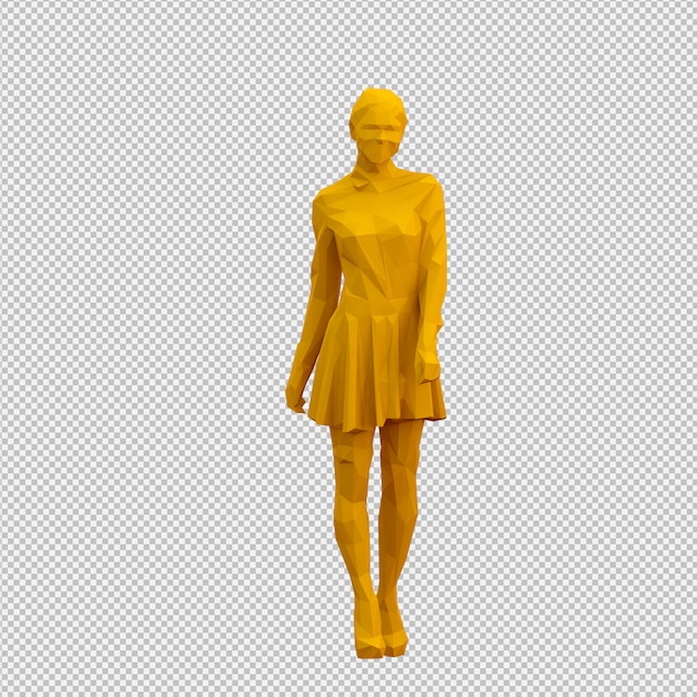 PSD rendu 3d isométrique de femme