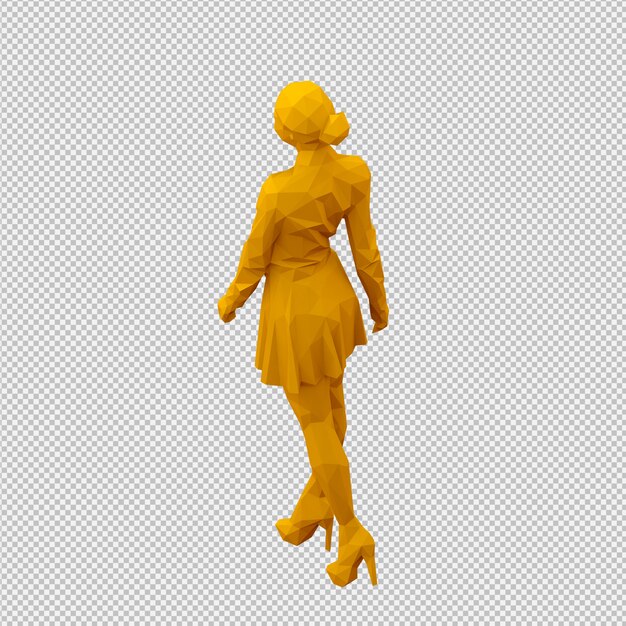 PSD rendu 3d isométrique de femme