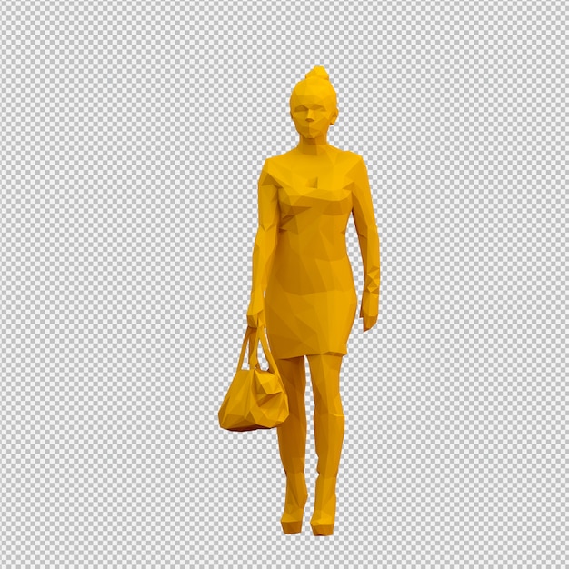 PSD rendu 3d isométrique de femme