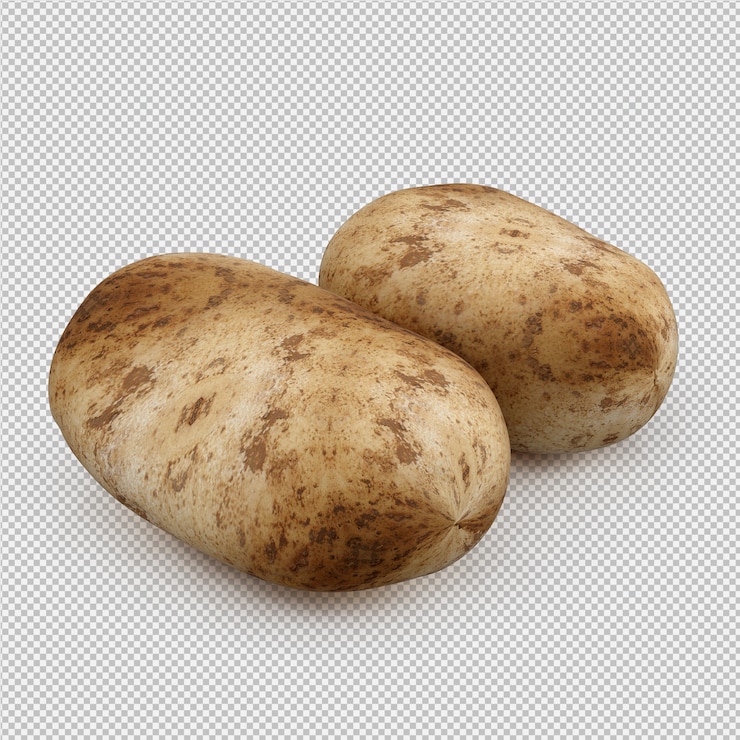 PSD rendu 3d isométrique de pommes de terre