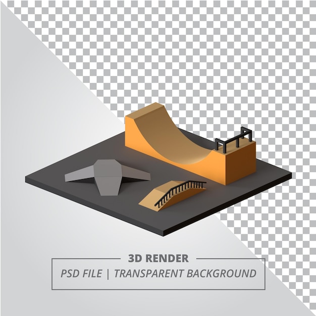 PSD rendu 3d isométrique de skate park