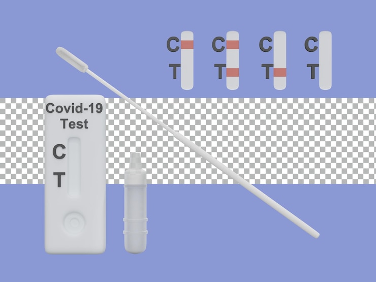 PSD rendu 3d kit de test d'antigène atk tranparent premium psd