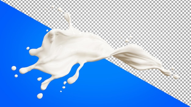 PSD rendu 3d de lait éclaboussé sur fond transparent, chemin de détourage