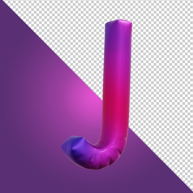 Rendu 3D de la lettre de l'alphabet J isolé