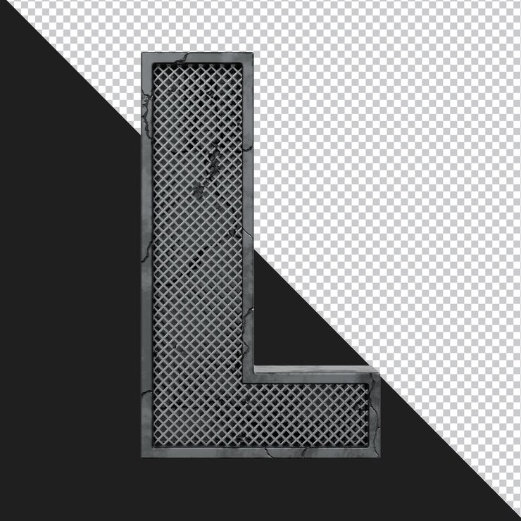 PSD rendu 3d de la lettre de l'alphabet en métal fissuré isolé