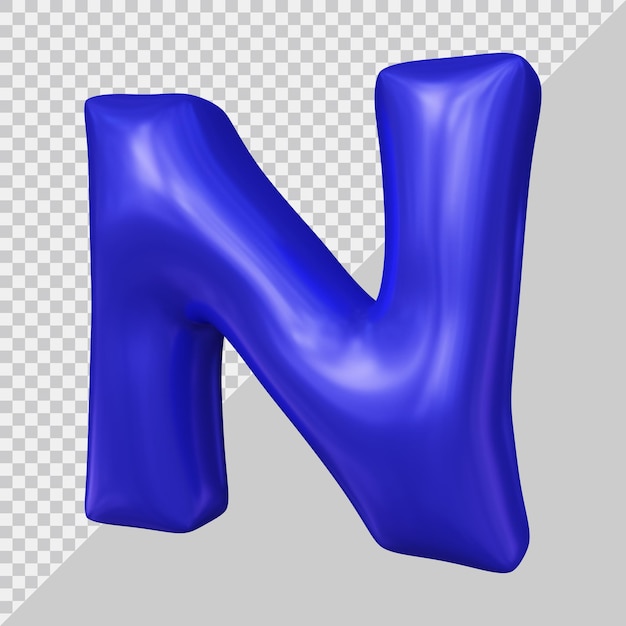 Rendu 3d De La Lettre De L'alphabet N Avec Un Style Moderne