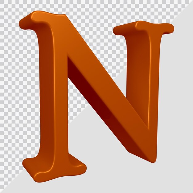 Rendu 3d De La Lettre De L'alphabet N