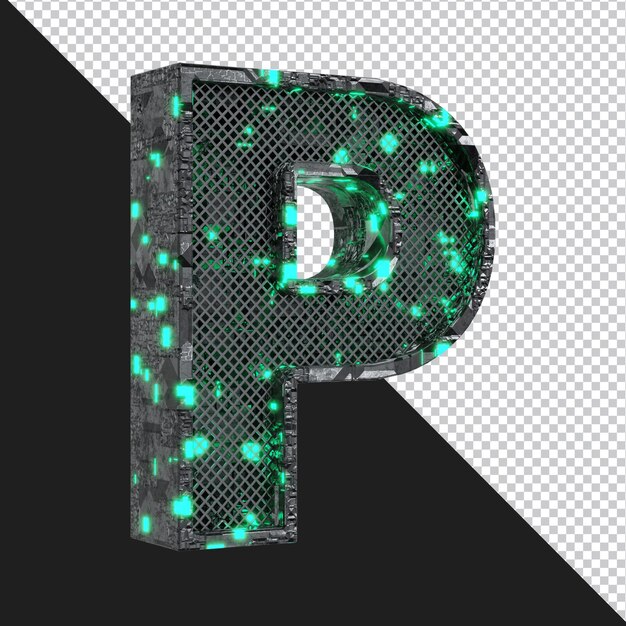 Rendu 3D de la lettre de l'alphabet P isolé