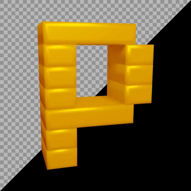 PSD rendu 3d de la lettre de l'alphabet p