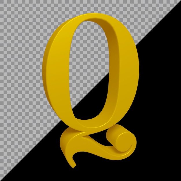 PSD rendu 3d de la lettre de l'alphabet q