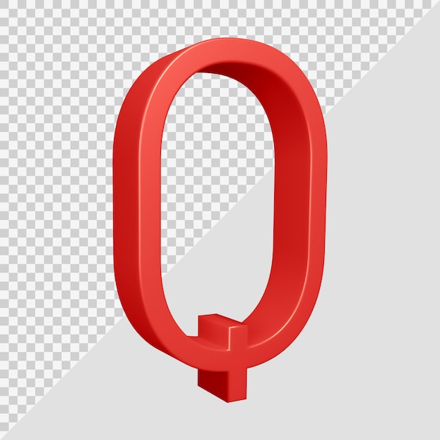 Rendu 3D de la lettre de l'alphabet q