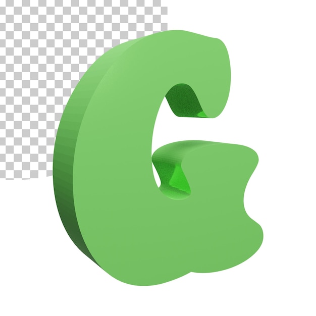 PSD rendu 3d lettre de l'alphabet vert g