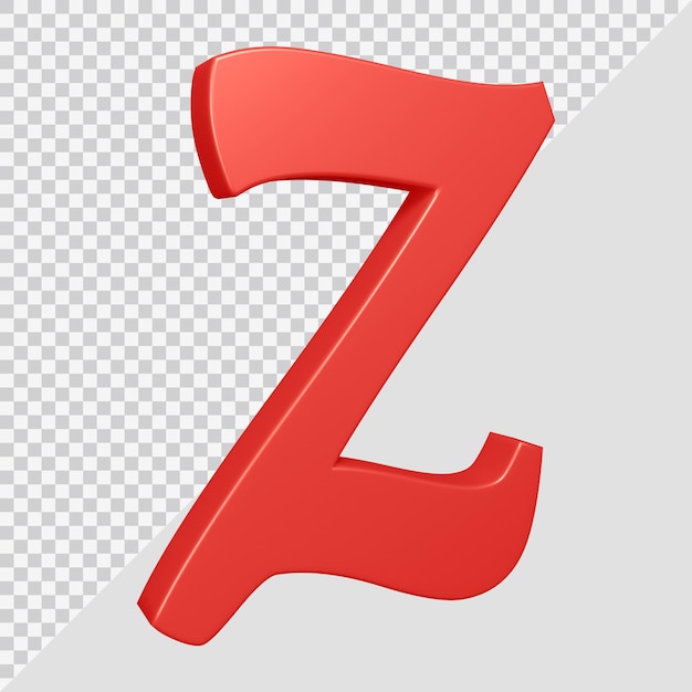 Rendu 3D de la lettre de l'alphabet z