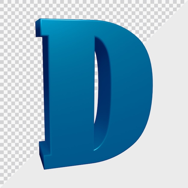 PSD rendu 3d de la lettre d de l'alphabet