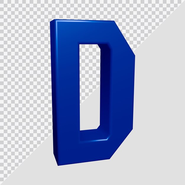 PSD rendu 3d de la lettre d de l'alphabet