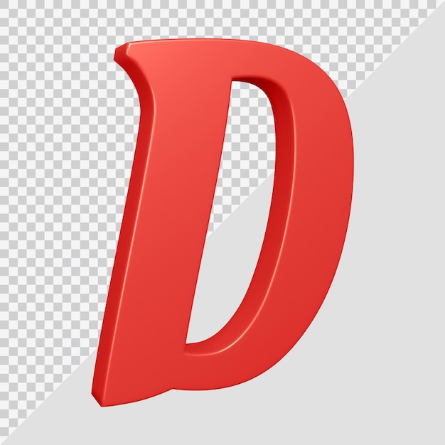 PSD rendu 3d de la lettre d de l'alphabet