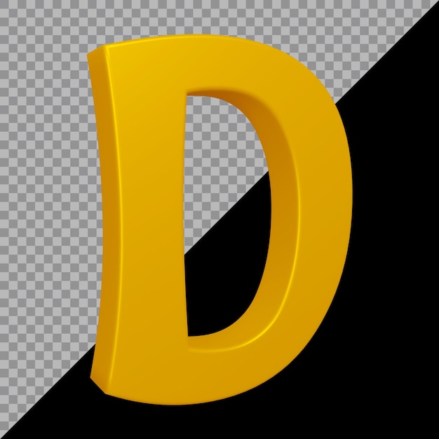 Rendu 3D de la lettre d de l'alphabet