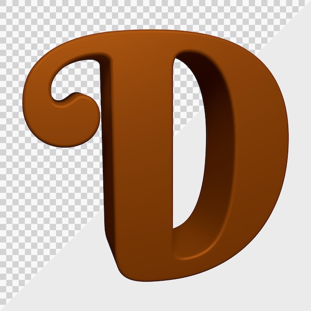 Rendu 3D de la lettre d de l'alphabet