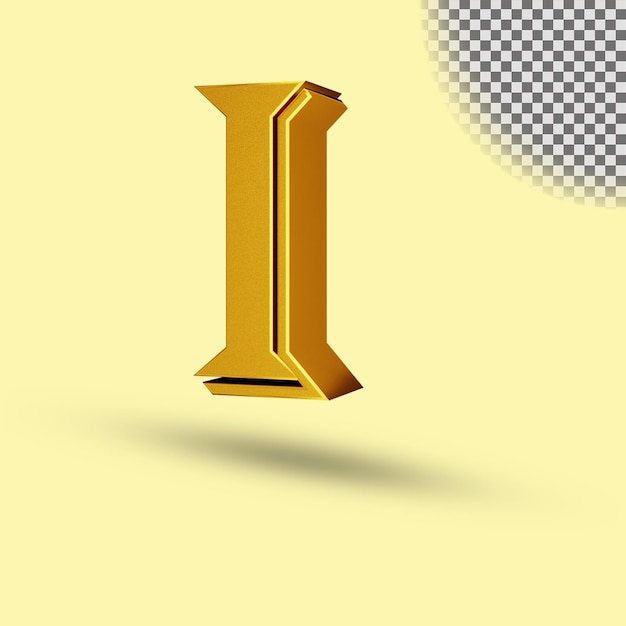 PSD rendu 3d de lettre brillante métallique de couleur dorée