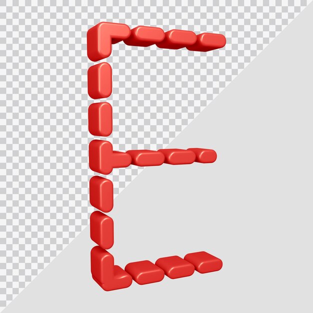 Rendu 3D de la lettre e de l'alphabet