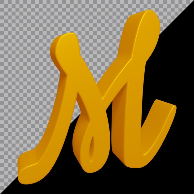 PSD rendu 3d de la lettre m de l'alphabet