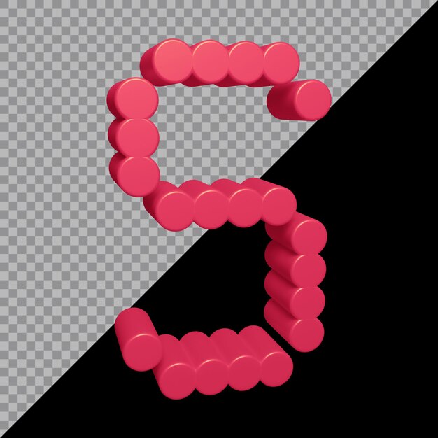 Rendu 3D de la lettre s de l'alphabet