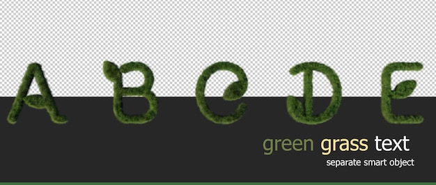 PSD rendu 3d lettres de l'alphabet grass set a à e