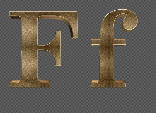 Rendu 3d Lettres minuscules et majuscules dorées