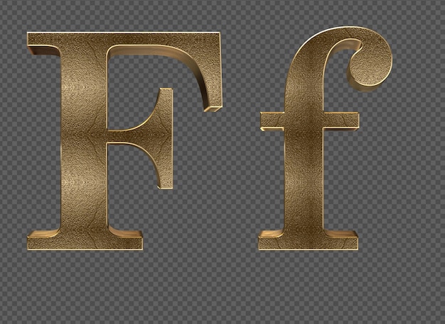 Rendu 3d Lettres Minuscules Et Majuscules Dorées