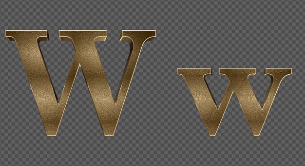 PSD rendu 3d lettres minuscules et majuscules dorées