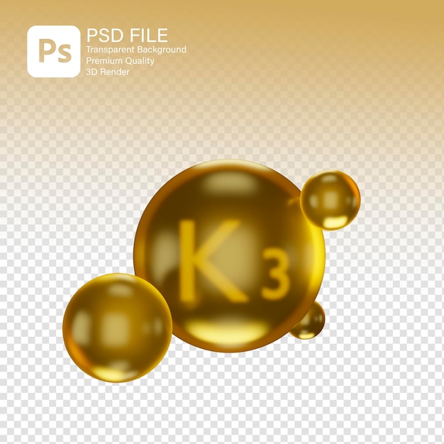 PSD rendu 3d liquide de vitamine k3