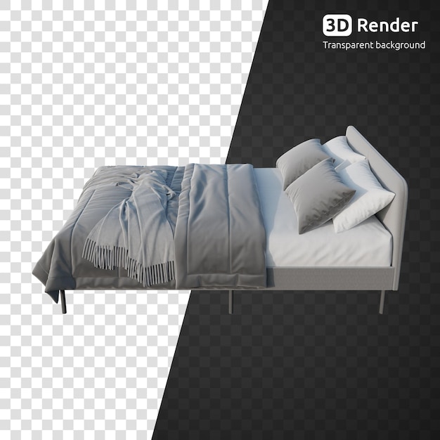 PSD un rendu 3d d'un lit avec une couverture dessus