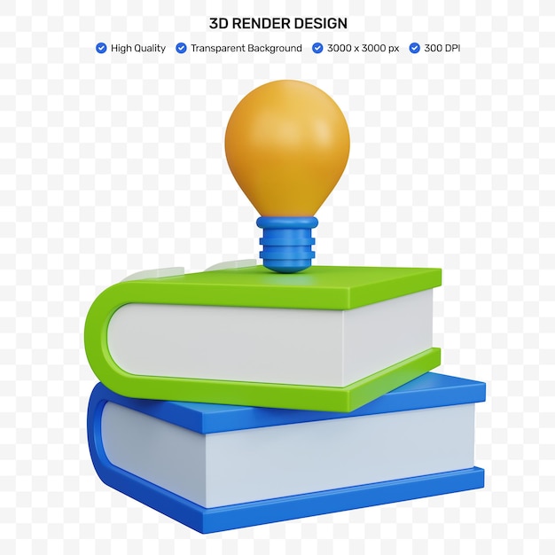 Rendu 3d Livre à Deux Piles Avec Lampe Isolée