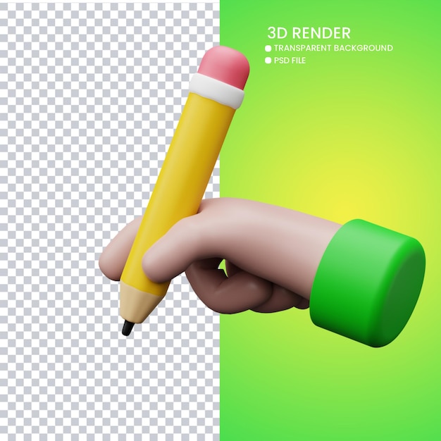 Rendu 3d De La Main Et Du Crayon Mignons