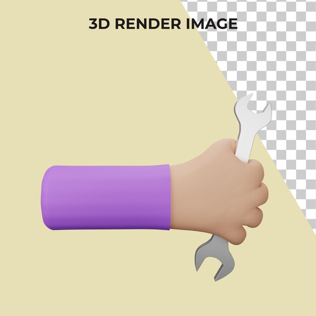 Rendu 3d D'une Main Tenant Un Outil Clé Psd Premium